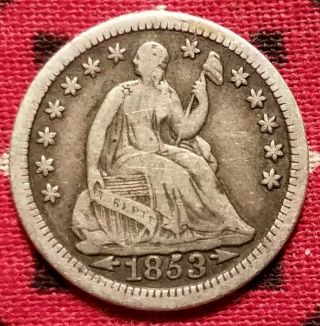1853 Seated Liberty Half Dime Arrows Very Fine Details 06
