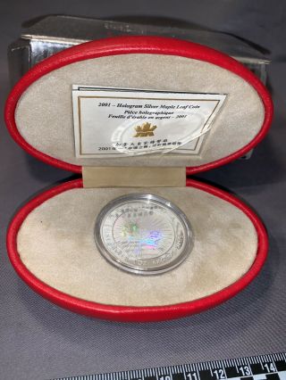 2001 Canada $5 Good Fortune Hologram Silver Maple Leaf 1 Oz.  With Ogp And