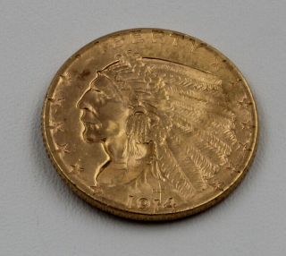 1914 UNITED STATES $2.  50 INDIAN HEAD QUARTER EAGLE GOLD COIN NR 6533 - 9 2