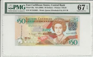 East Caribbean States 50 Dollars 2008 P - 50a Pmg Gem Unc 67 Epq