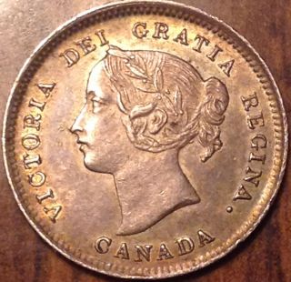 1899 Canada Silver 5 Cents Toned And Very Near Uncirculated