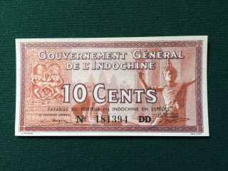 French Indo China 10 Cents,  1939 Unc 041902