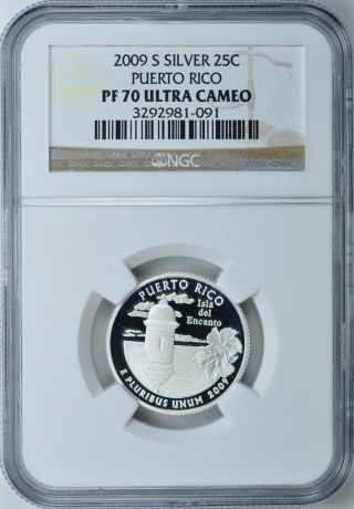 2009 - S Puerto Rico Silver Proof Quarter 25c Ngc Pf70 Ultra Cameo