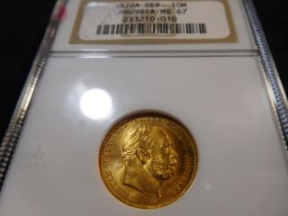 G95.  1 German State Prussia 1872 - A Gold 10 Marks Ngc Ms - 67