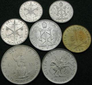 Vatican 1,  2,  5,  10,  20,  50,  100 Lire 1967r - 7 Coins - 670 ¤