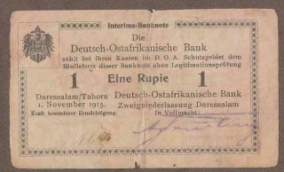 1915 German East Africa 1 Rupie Note