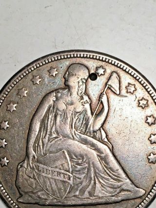1857 Seated Liberty Dollar,  Partial Hole
