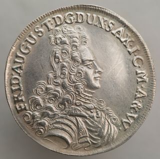2/3 Taler Thaler 1696 Ik Friedrich August I Sachsen Silver Coin