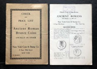 C.  1910 Price List Of Ancient Roman Bronze Coins,  York Coin & Stamp Co.