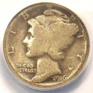 1916 - D Mercury Dime 10c Coin - Certified Anacs G4 (good) - Rare Key Date Coin