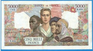 France 5000 Francs 1945 Sries N854 Rare