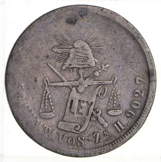 Roughly Size Of Quarter 1875 Mexico 50 Centavos - World Silver Coin 548