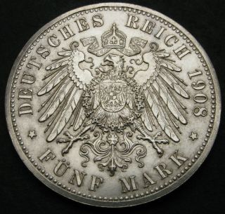 Saxe Weimar Eisenach 5 Mark 1908 - Silver - Jena University 350th Ann.  - 1528
