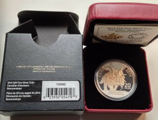 2014 Proof $20 Dinosaurs Of Canada 3 - Xenoceratops Foremostensis.  9999 Silver