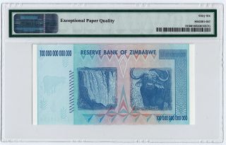 2008 Zimbabwe 100 Trillion Dollars Reserve Bank Note PMG 66 EPQ Gem UNC Pick 91 2