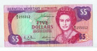 Bermuda 5 Dollars 12.  11.  1992 Vf