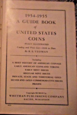 1954 - 55 Guidebook of US Coins By R.  S.  Yeoman Redbook 7th Edition 2