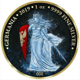 Germania 2019 5 Mark Space - X Germania Ice Silver Gold Plated 1 Oz Silver