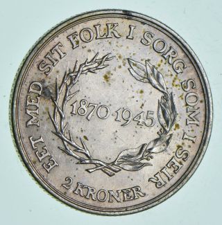 SILVER - WORLD Coin - 1945 Denmark 2 Kroner - World Silver Coin 15 Grams 004 2