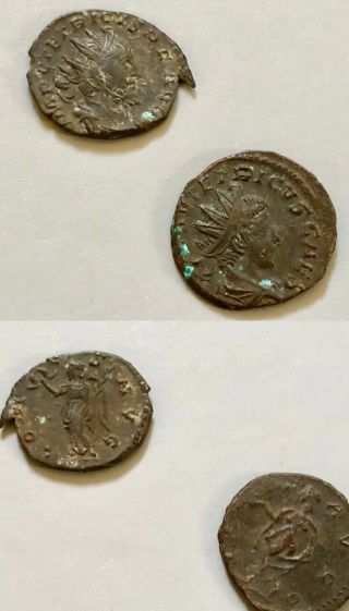 Roman Empire Tetricus I & Tetricus Ii Antoninianus Follis Denarius