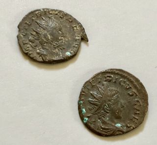 Roman Empire Tetricus I & Tetricus II Antoninianus Follis Denarius 2