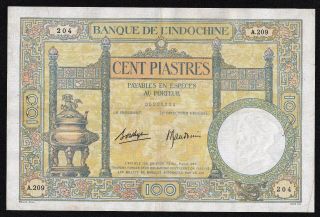 French Indochina 100 Piastre 1936 - 1939 Pick 51d
