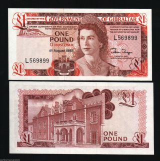 Gibraltar 1 Pound P20 1988 Young Queen Unc World Paper Money European Bank Note