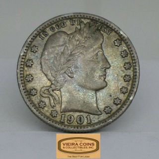 1901 Barber Silver Quarter,  Full Liberty - B16472