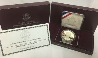 1998 S $1 Silver Robert F.  Kennedy Proof Commemorative Ogp Box/coa
