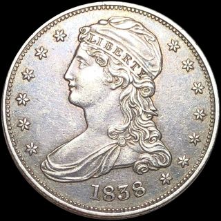1838 Capped Bust Half Dollar Nearly Uncirculated Color Coin No Reserv