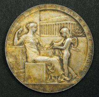 1898,  France (3rd Republic).  Silver " Stockbrokers Of Paris " Medal By O.  Roty