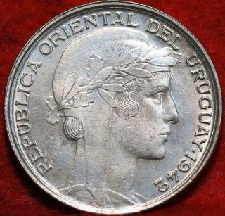 Uncirculated 1942 Uruguay 20 Centesimos Silver Foreign Coin