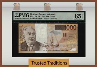 Tt Pk 150 1997 Belgium Banque Nationale 1000 Francs Pmg 65 Epq Gem Uncirculated