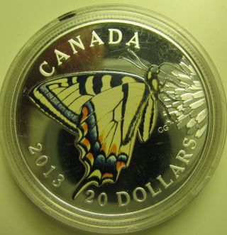 2013 Proof $20 Butterflies of Canada 1 - Tiger Swallowtail.  9999 silver twenty do 4