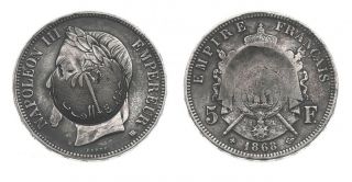 Saudi Arabia France 5 Francs 1868 Countermark Arabian Peninsula Palm Silver Coin