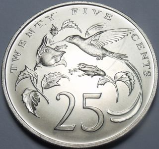 Jamaica 25 Cents,  1974 Gem Matte Unc Rare Hummingbird Only 22,  000 Minted Sh
