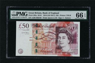 2010 Great Britain Bank Of England 50 Pounds Pick 393a Pmg 66 Epq Gem Unc