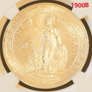 1900 B China Hong Kong Uk Great Britain Silver Trade Dollar Ngc Ms 62