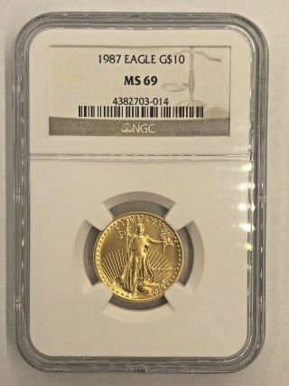 Ngc 1987 G$10 Gold American Eagle Ms69 1/4oz