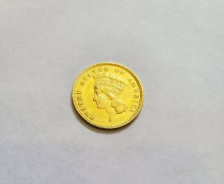 1882 Three Dollar Gold Indian Coin 3$