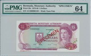 Monetary Authority Bermuda $5 1981 Specimen Pmg 64