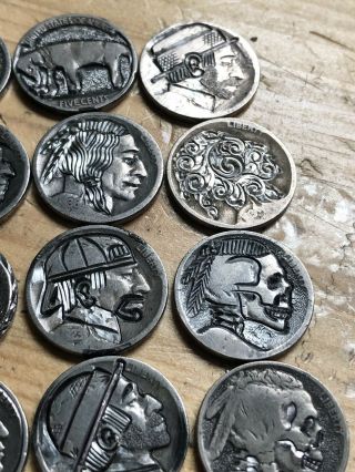 Seventeen Bulk Hobo Nickel Coin Art Real Hand Carved 5