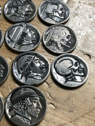 Seventeen Bulk Hobo Nickel Coin Art Real Hand Carved 6