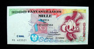 1997 Italy Disney Banknote Uncle Scrooge 1000 Fantastiliardi Unc