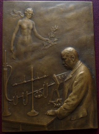 Dated 1910 Large French Gilded Bronze Medal Plaque / Medicine / By Paul Richer