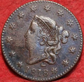 1818 Philadelphia Copper Coronet Head Large Cent