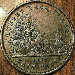 1852 Lower Canada Quebec Bank Token Half Penny Un Sou - Example