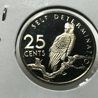 1976 Guyana 25 Cents Proof Uncirculated Fish Hawk Coin Low Mintage