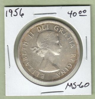 1956 Canadian One Silver Dollar Coin - Ms - 60