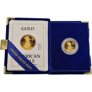 1988 - P American Gold Eagle Proof (1/4 Oz) $10 In Ogp